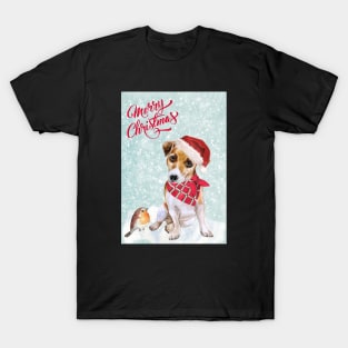 Jack Russell Terrier Merry Christmas Santa Dog T-Shirt